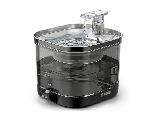 Fontaine à eau sans fil Inox 2L à détection de mouvements - Modèle INO3 - Coloris Noir