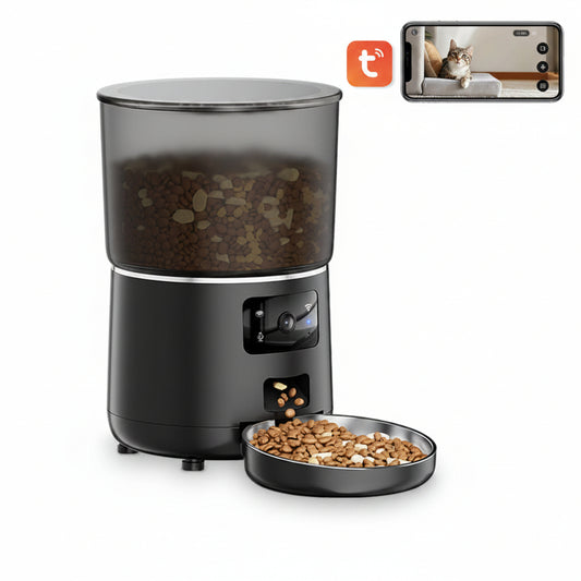 Distributeur de croquettes automatique 4L Wifi Caméra - Modèle Foodies Smart Cam - Coloris Noir