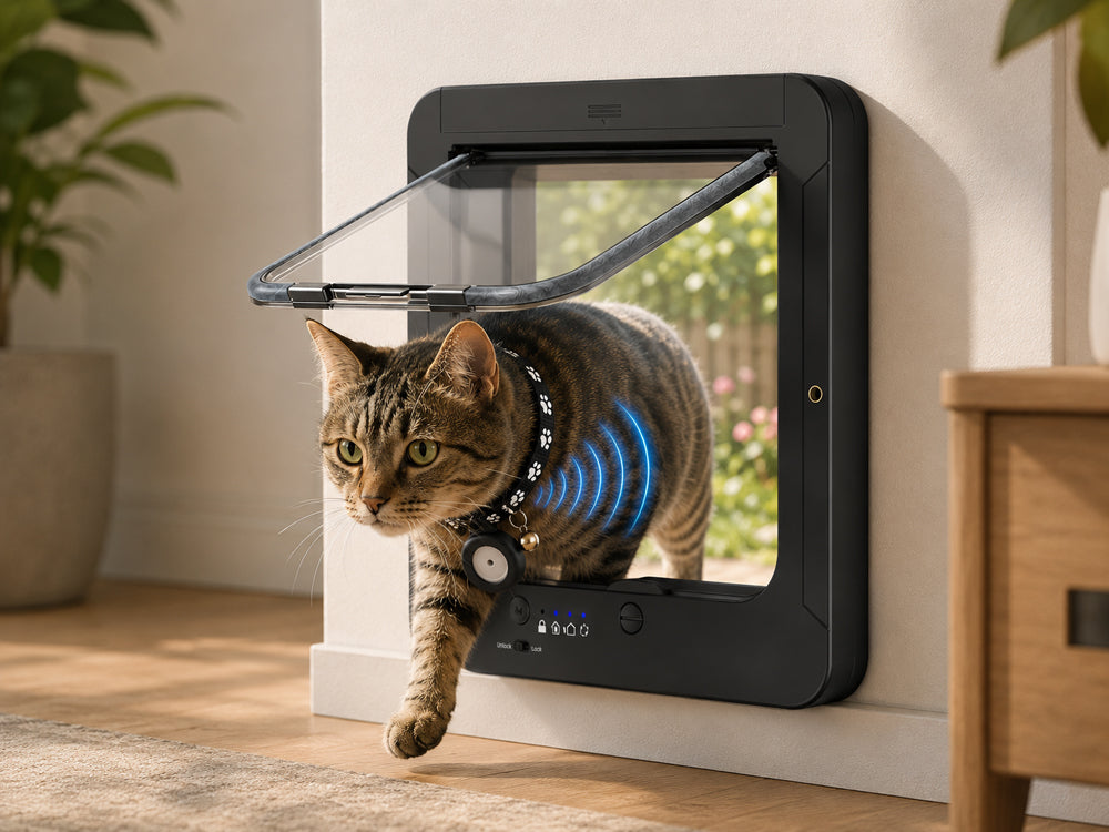 Chatière électronique pour animaux pucés ou collier RFID - Modèle SmartFlap - Coloris Noir - Image 2
